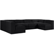 Meridian Furniture Rummi Black Velvet Performance Fabric 6pc. Modular Sectional