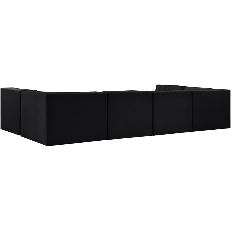 Meridian Furniture Rummi Black Velvet Performance Fabric 6pc. Modular Sectional