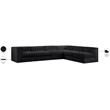 Meridian Furniture Rummi Black Velvet Performance Fabric 6pc. Modular Sectional