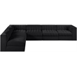 Meridian Furniture Rummi Black Velvet Performance Fabric 6pc. Modular Sectional