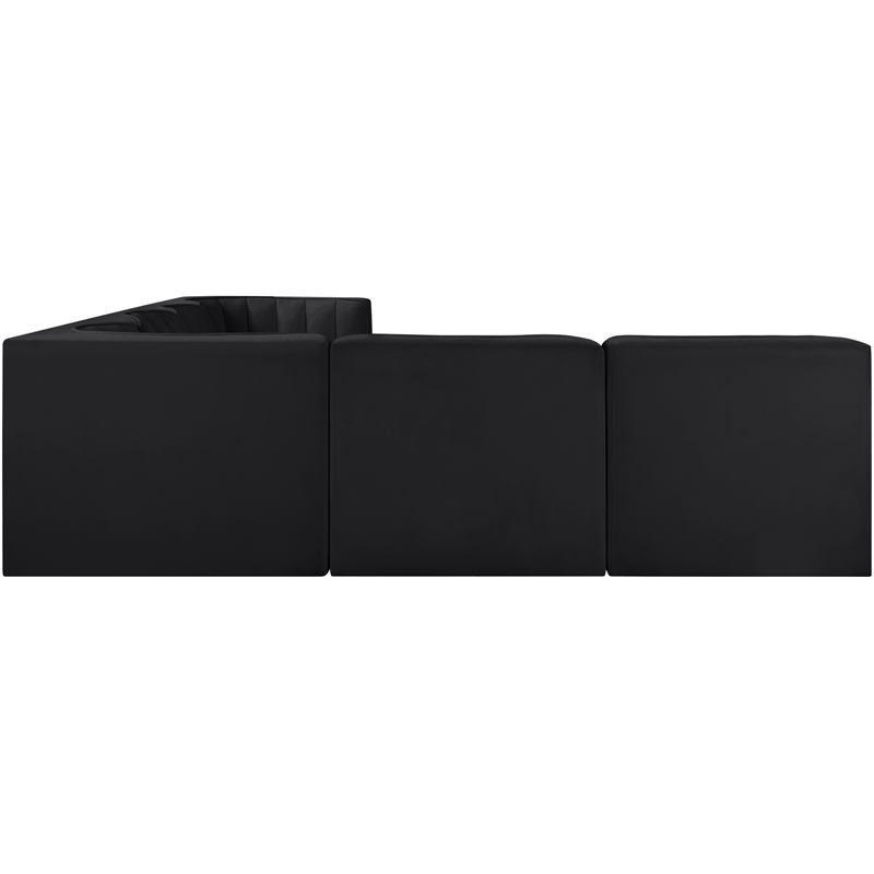 Meridian Furniture Rummi Black Velvet Performance Fabric 6pc. Modular Sectional