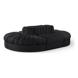 Meridian Furniture Rummi Black Velvet Performance Fabric 6pc. Modular Sectional