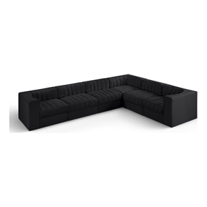 Meridian Furniture Rummi Black Velvet Performance Fabric 6pc. Modular Sectional
