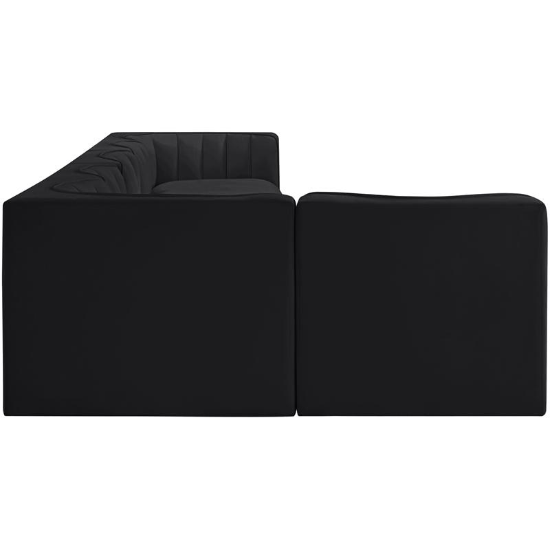 Meridian Furniture Rummi Black Velvet Performance Fabric 6pc. Modular Sectional