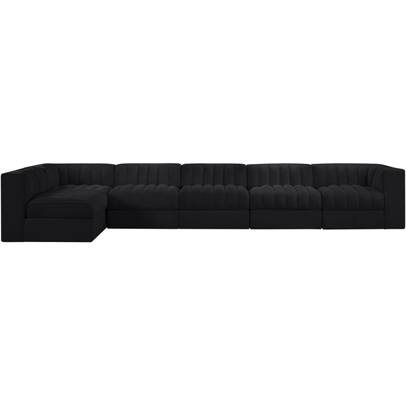 Meridian Furniture Rummi Black Velvet Performance Fabric 6pc. Modular Sectional