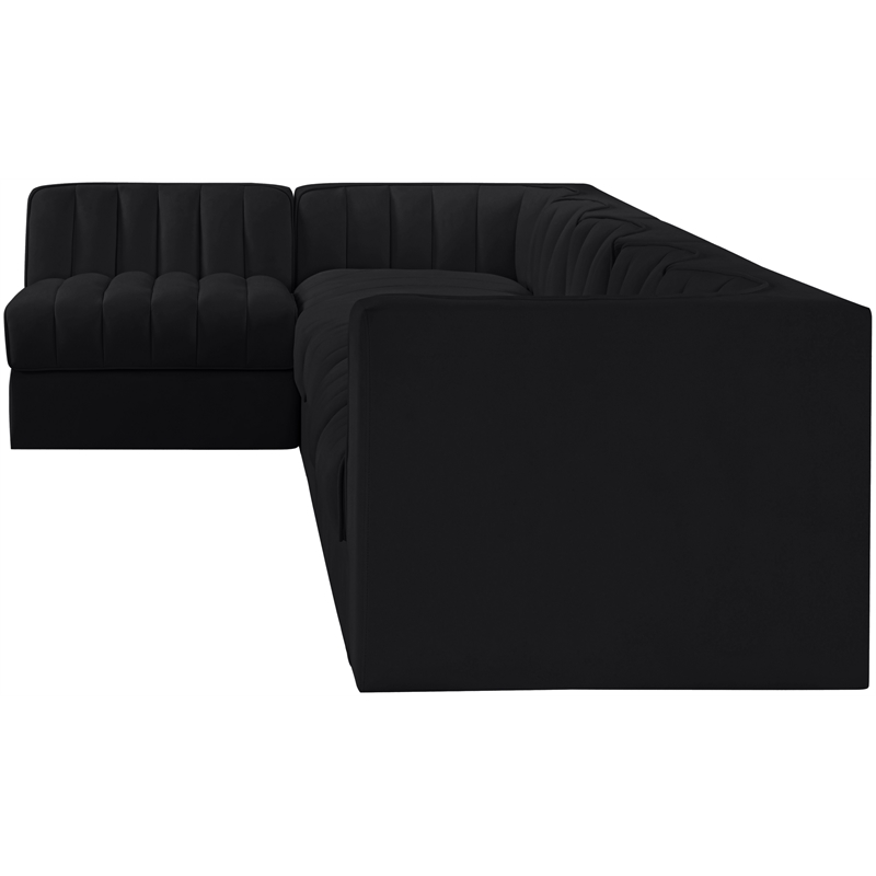 Meridian Furniture Rummi Black Velvet Performance Fabric 6pc. Modular Sectional