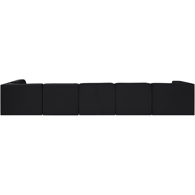 Meridian Furniture Rummi Black Velvet Performance Fabric 6pc. Modular Sectional