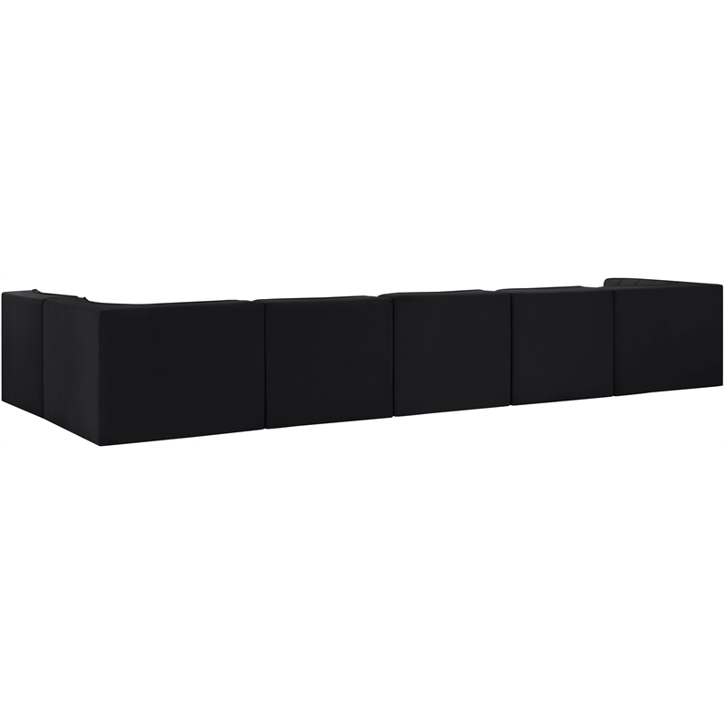 Meridian Furniture Rummi Black Velvet Performance Fabric 6pc. Modular Sectional