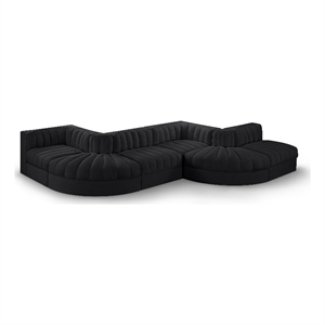 Meridian Furniture Rummi Black Velvet Performance Fabric 6pc. Modular Sectional