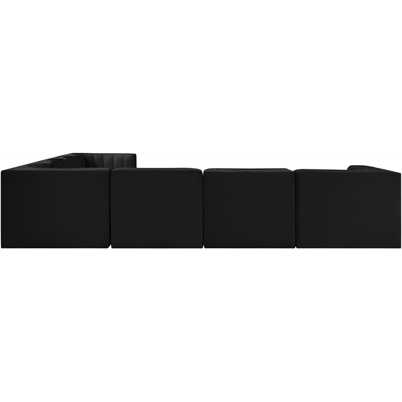 Meridian Furniture Rummi Black Velvet Performance Fabric 7pc. Modular Sectional