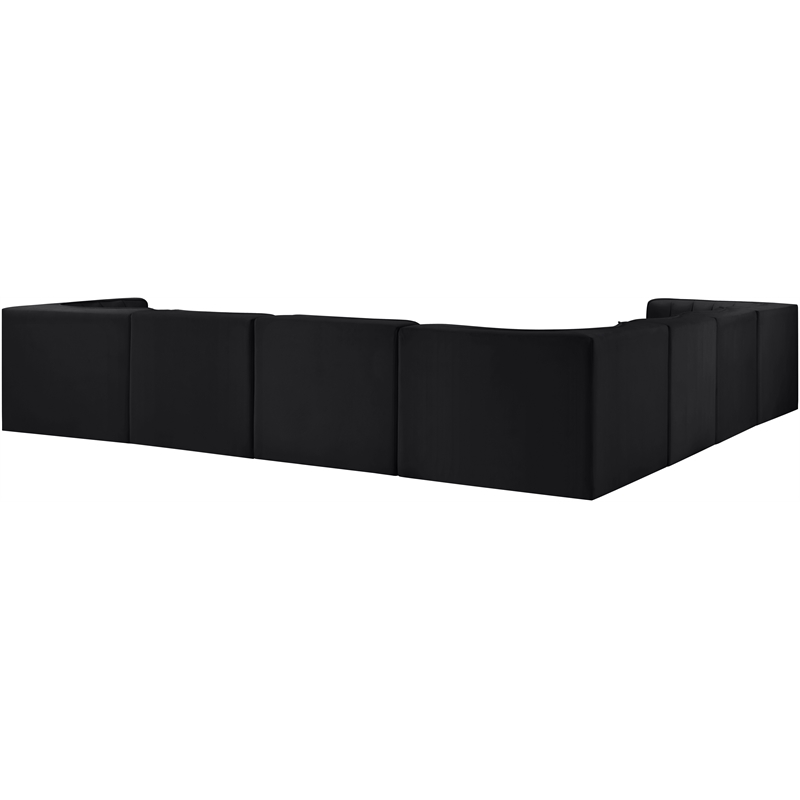 Meridian Furniture Rummi Black Velvet Performance Fabric 7pc. Modular Sectional