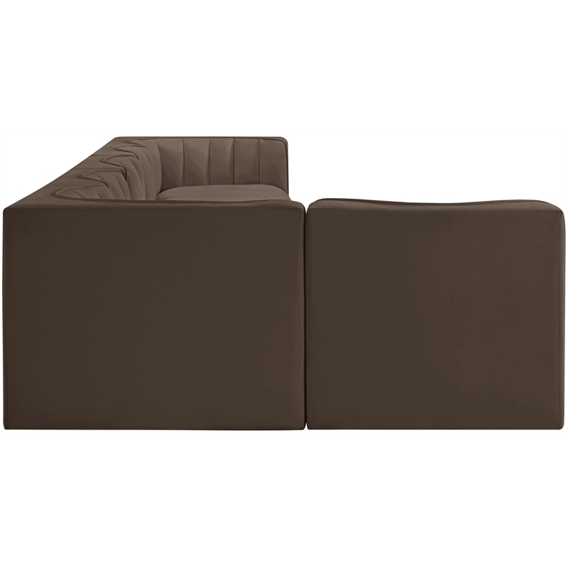 Meridian Furniture Rummi Brown Velvet Performance Fabric 6pc. Modular Sectional