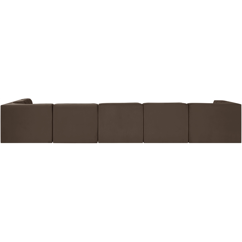 Meridian Furniture Rummi Brown Velvet Performance Fabric 6pc. Modular Sectional
