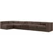 Meridian Furniture Rummi Brown Velvet Performance Fabric 6pc. Modular Sectional