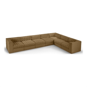 Meridian Furniture Rummi Saddle Velvet Performance Fabric 7pc. Modular Sectional