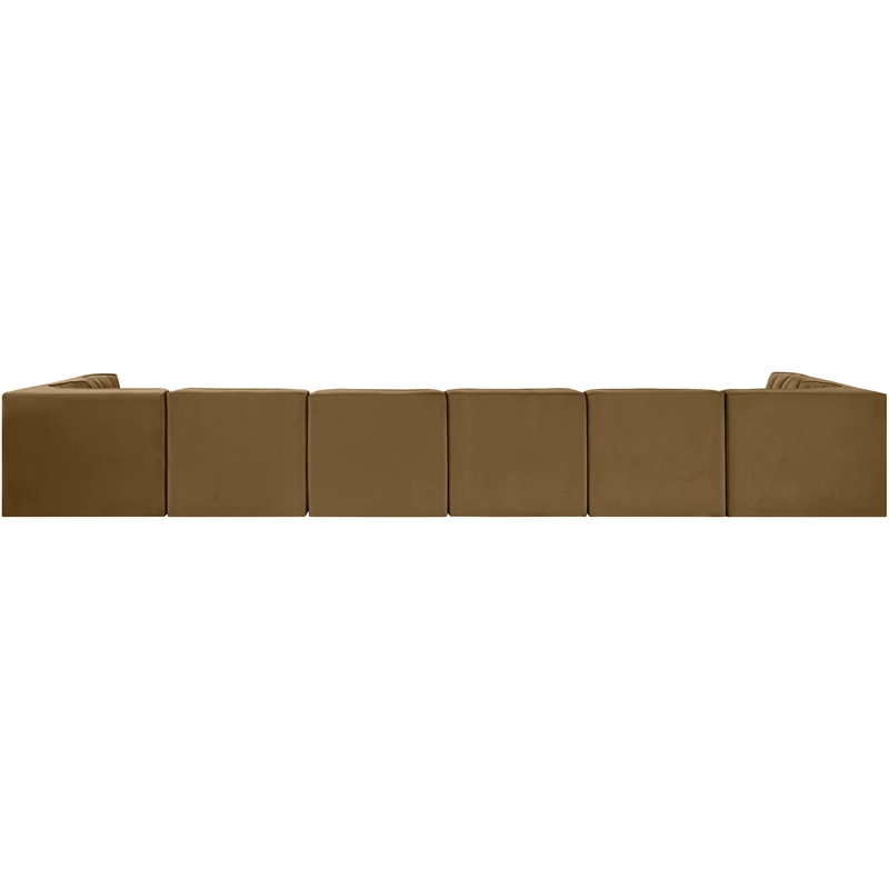 Meridian Furniture Rummi Saddle Velvet Performance Fabric 8pc. Modular Sectional