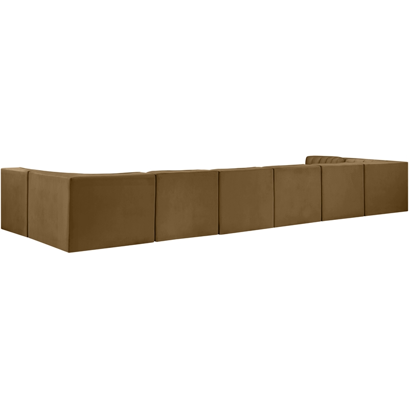 Meridian Furniture Rummi Saddle Velvet Performance Fabric 8pc. Modular Sectional