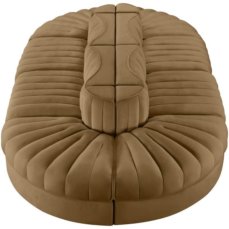 Meridian Furniture Rummi Saddle Velvet Performance Fabric 8pc. Modular Sectional