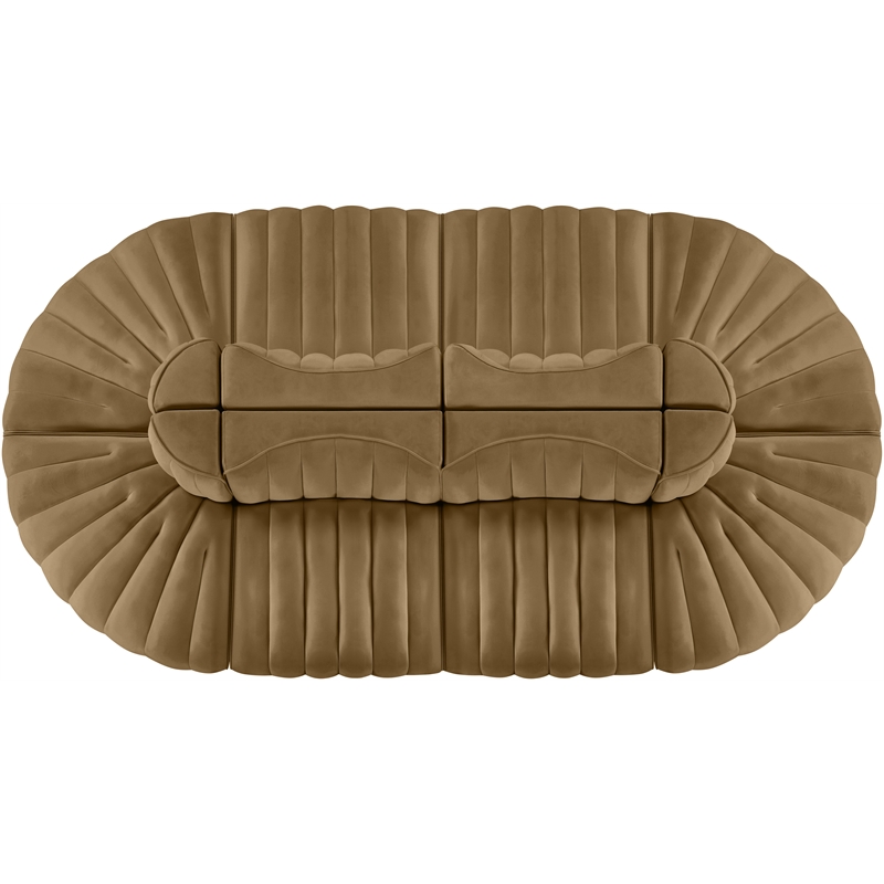 Meridian Furniture Rummi Saddle Velvet Performance Fabric 8pc. Modular Sectional