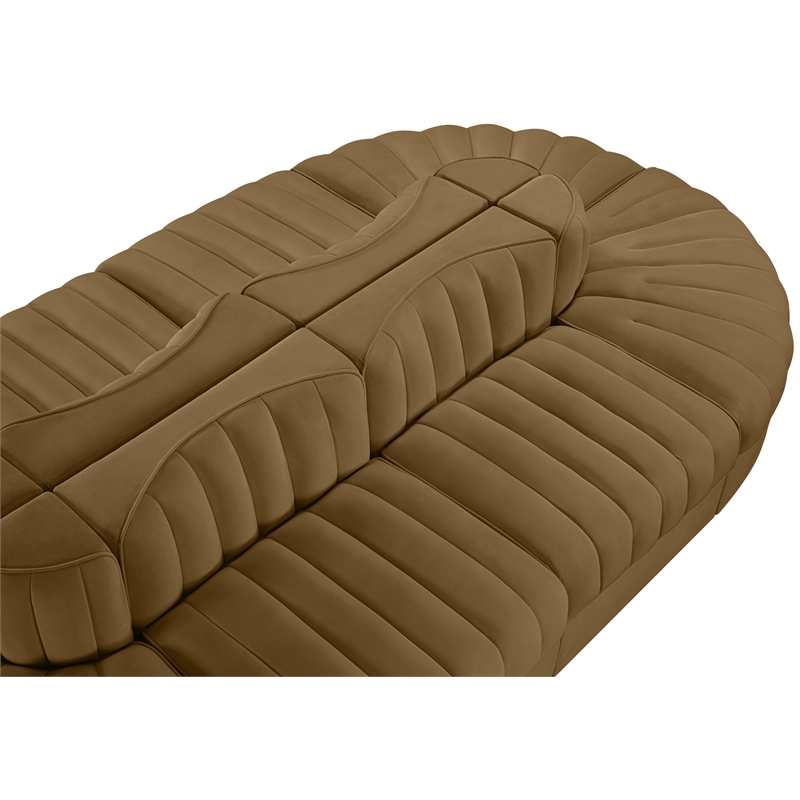 Meridian Furniture Rummi Saddle Velvet Performance Fabric 8pc. Modular Sectional