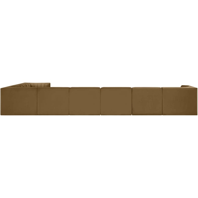 Meridian Furniture Rummi Saddle Velvet Performance Fabric 8pc. Modular Sectional
