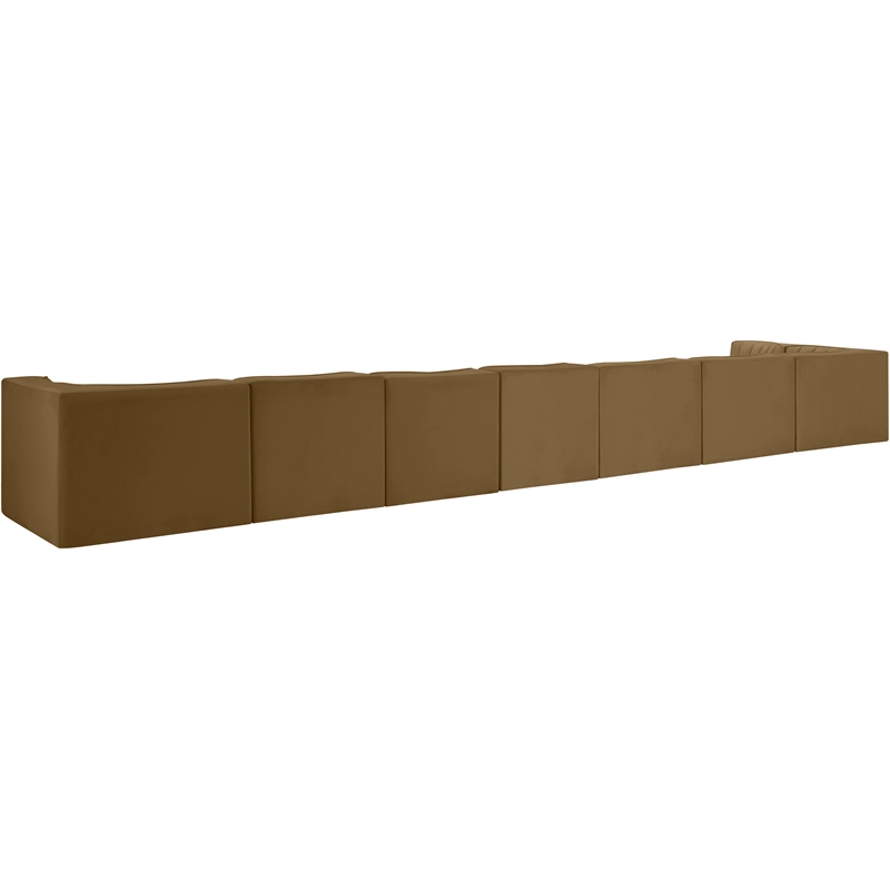 Meridian Furniture Rummi Saddle Velvet Performance Fabric 8pc. Modular Sectional