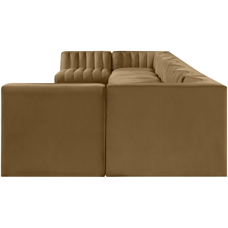 Meridian Furniture Rummi Saddle Velvet Performance Fabric 9pc. Modular Sectional