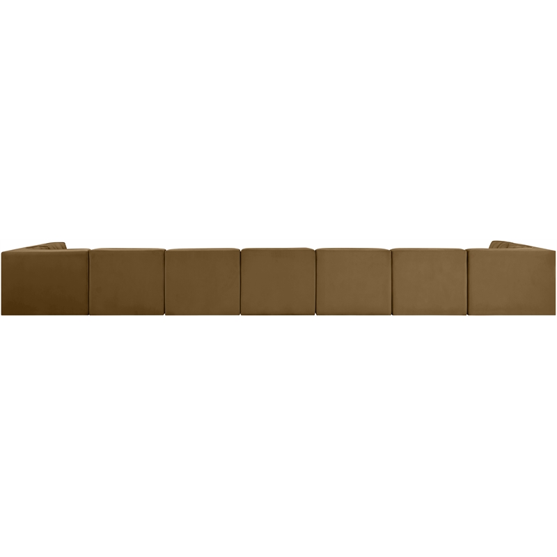 Meridian Furniture Rummi Saddle Velvet Performance Fabric 9pc. Modular Sectional