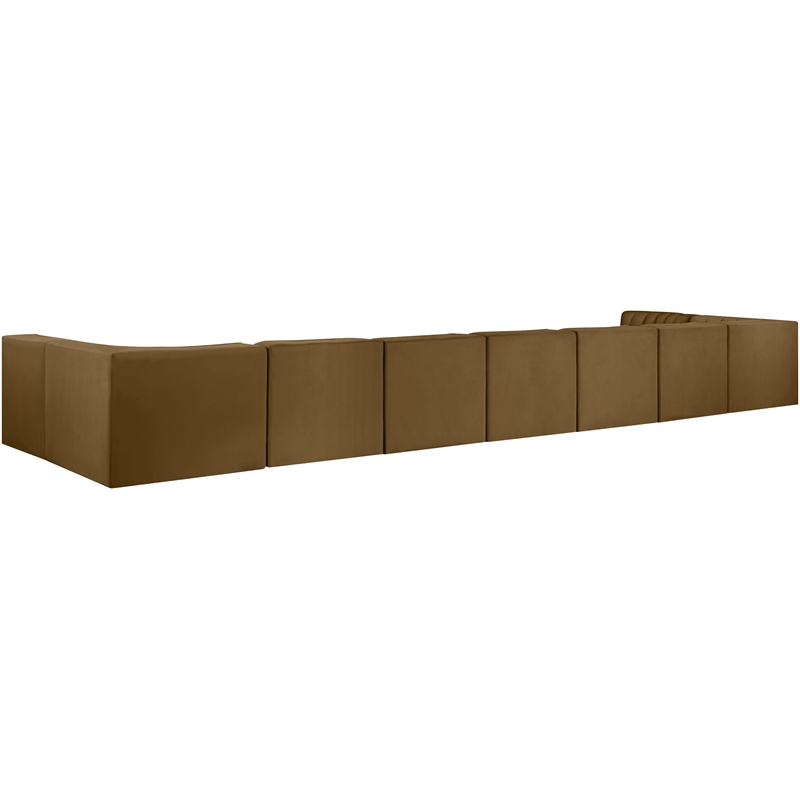 Meridian Furniture Rummi Saddle Velvet Performance Fabric 9pc. Modular Sectional