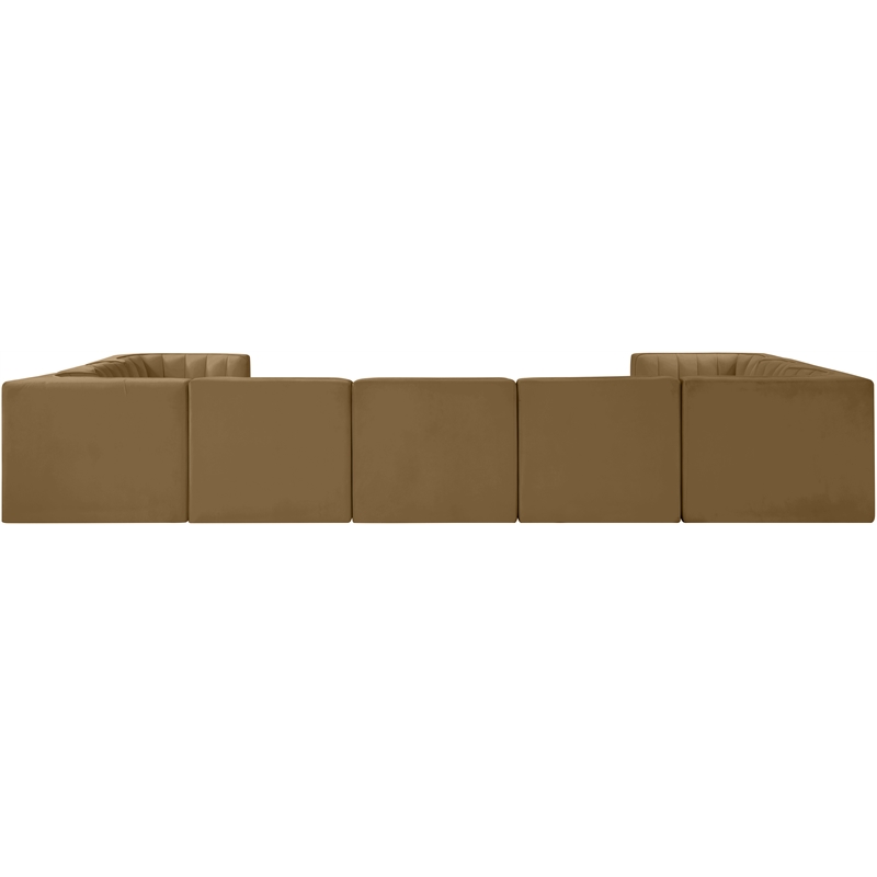 Meridian Furniture Rummi Saddle Velvet Performance Fabric 9pc. Modular Sectional