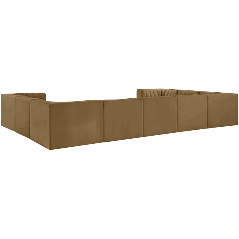 Meridian Furniture Rummi Saddle Velvet Performance Fabric 9pc. Modular Sectional