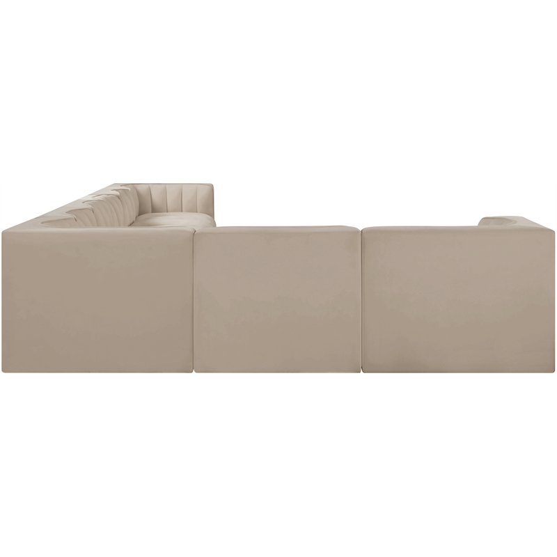 Meridian Furniture Rummi Beige Velvet Performance Fabric 8pc. Modular Sectional
