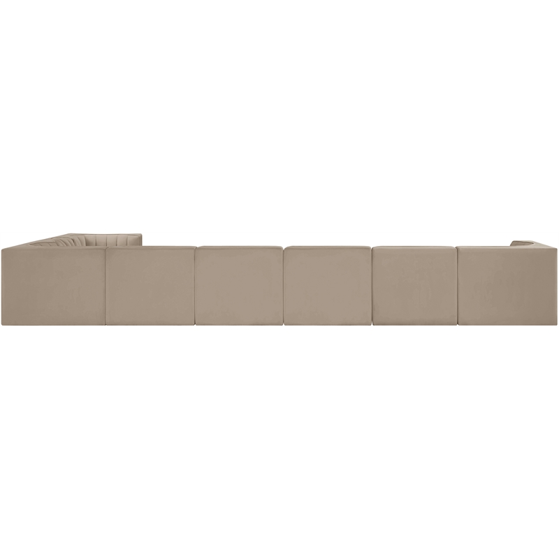 Meridian Furniture Rummi Beige Velvet Performance Fabric 8pc. Modular Sectional