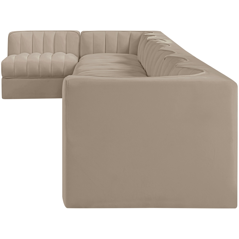 Meridian Furniture Rummi Beige Velvet Performance Fabric 8pc. Modular Sectional