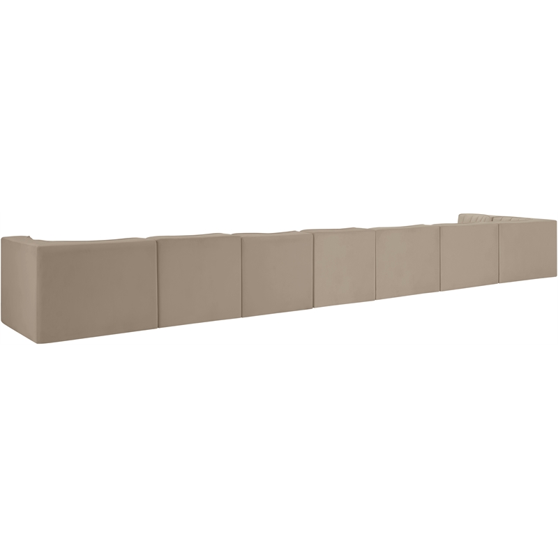 Meridian Furniture Rummi Beige Velvet Performance Fabric 8pc. Modular Sectional