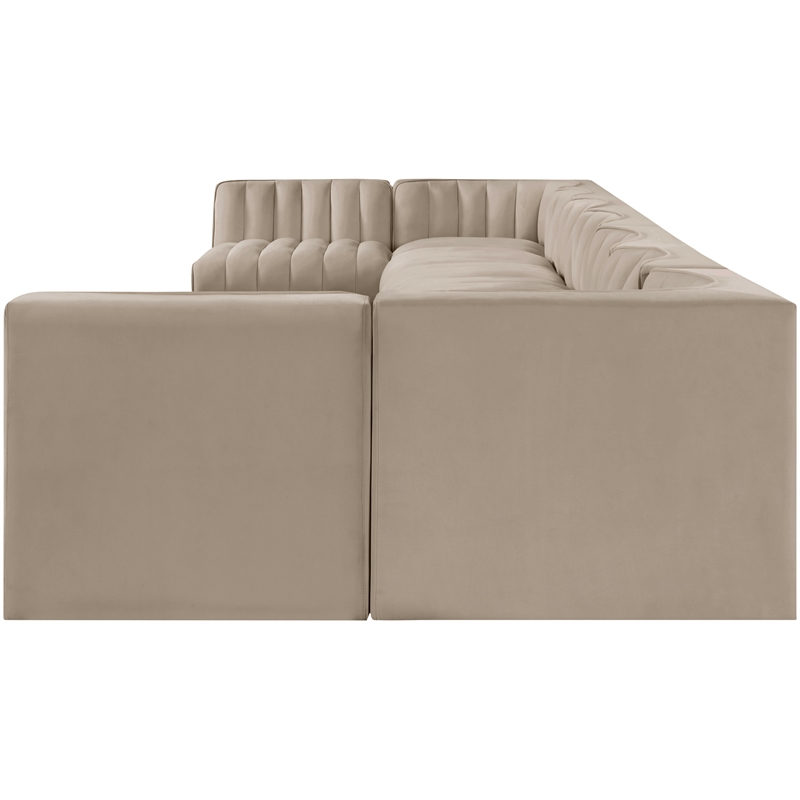 Meridian Furniture Rummi Beige Velvet Performance Fabric 9pc. Modular Sectional