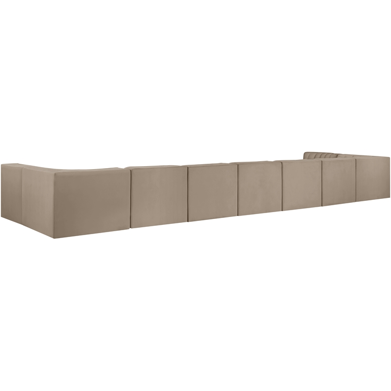 Meridian Furniture Rummi Beige Velvet Performance Fabric 9pc. Modular Sectional
