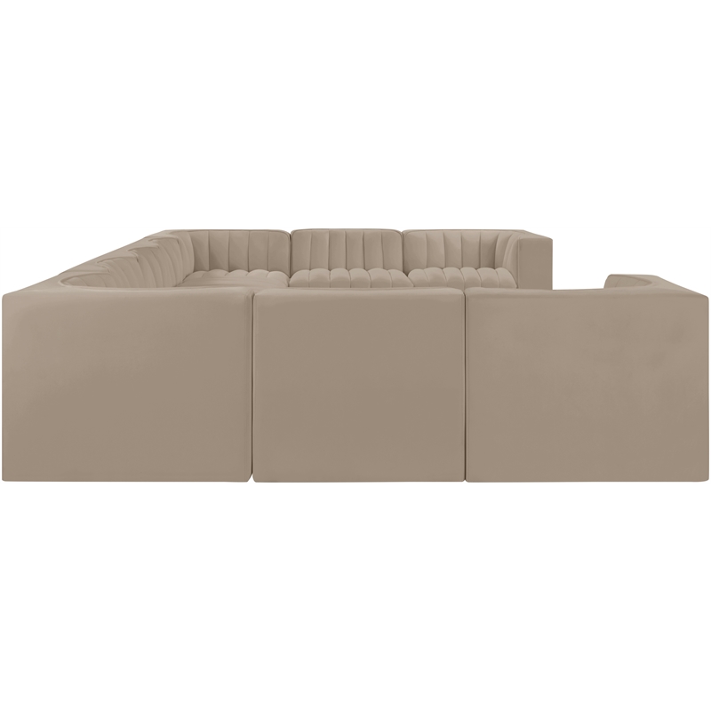 Meridian Furniture Rummi Beige Velvet Performance Fabric 9pc. Modular Sectional