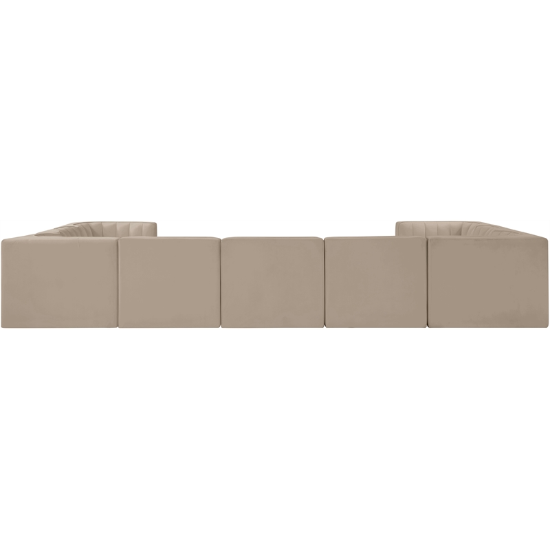 Meridian Furniture Rummi Beige Velvet Performance Fabric 9pc. Modular Sectional