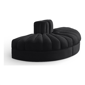 Meridian Furniture Rummi Black Velvet Performance Fabric 2pc. Modular Loveseat