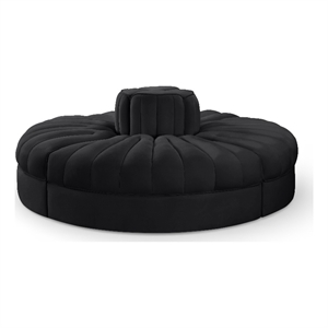 Meridian Furniture Rummi Black Velvet Performance Fabric 4pc. Modular Sofa