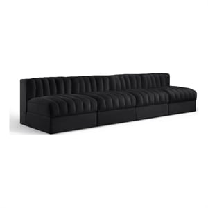Meridian Furniture Rummi Black Velvet Performance Fabric 4pc. Modular Sofa