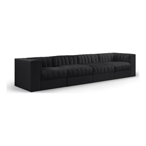 Meridian Furniture Rummi Black Velvet Performance Fabric 4pc. Modular Sofa
