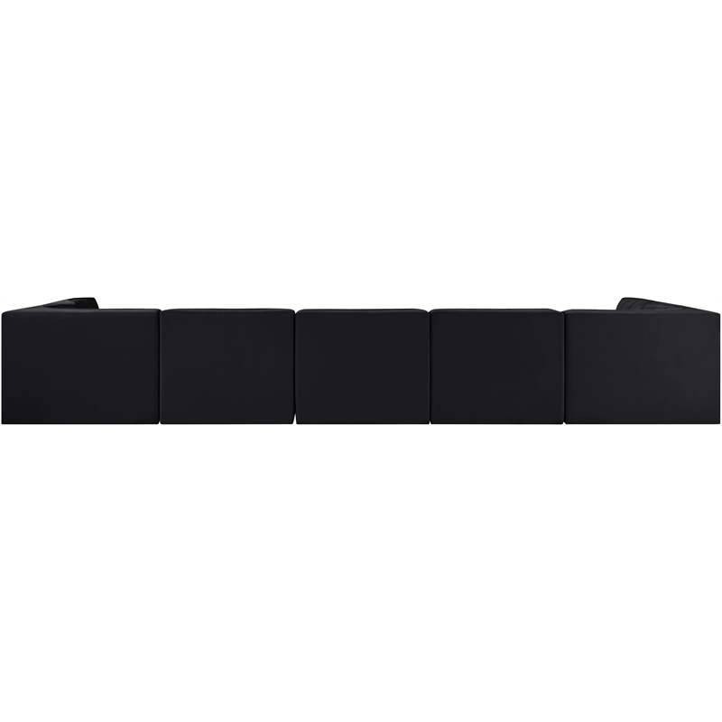 Meridian Furniture Rummi Black Velvet Performance Fabric 7pc. Modular Sectional