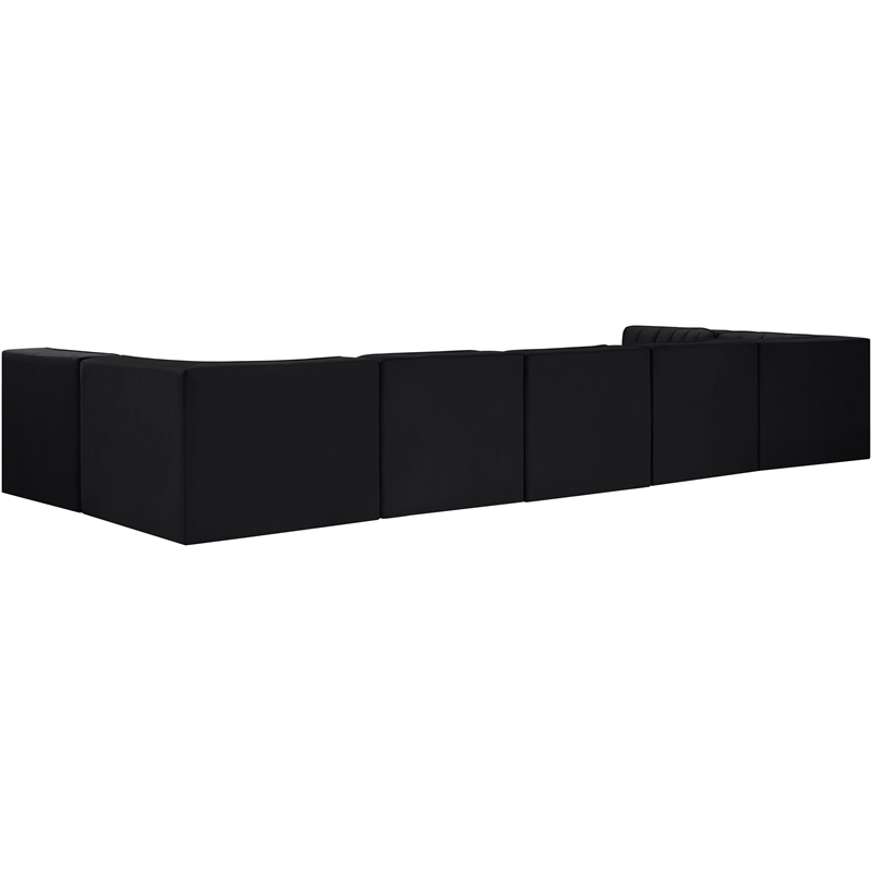 Meridian Furniture Rummi Black Velvet Performance Fabric 7pc. Modular Sectional