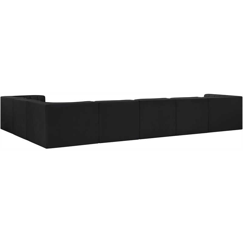 Meridian Furniture Rummi Black Velvet Performance Fabric 7pc. Modular Sectional
