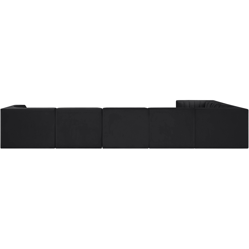 Meridian Furniture Rummi Black Velvet Performance Fabric 7pc. Modular Sectional