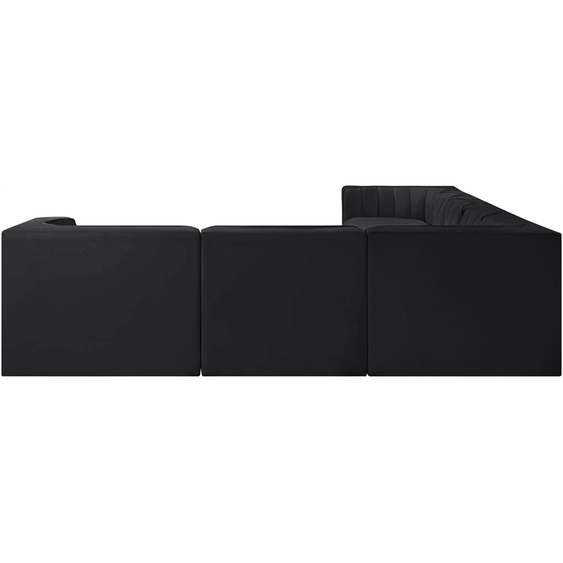 Meridian Furniture Rummi Black Velvet Performance Fabric 7pc. Modular Sectional