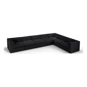 Meridian Furniture Rummi Black Velvet Performance Fabric 7pc. Modular Sectional