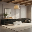 Meridian Furniture Rummi Black Velvet Performance Fabric 7pc. Modular Sectional